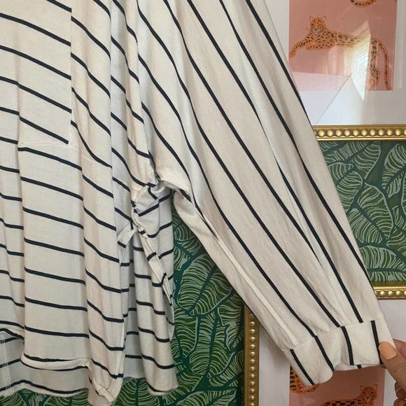 We the Free | Can't Fool Me Stripe Top White Navy Medium - Picture 2 of 5
